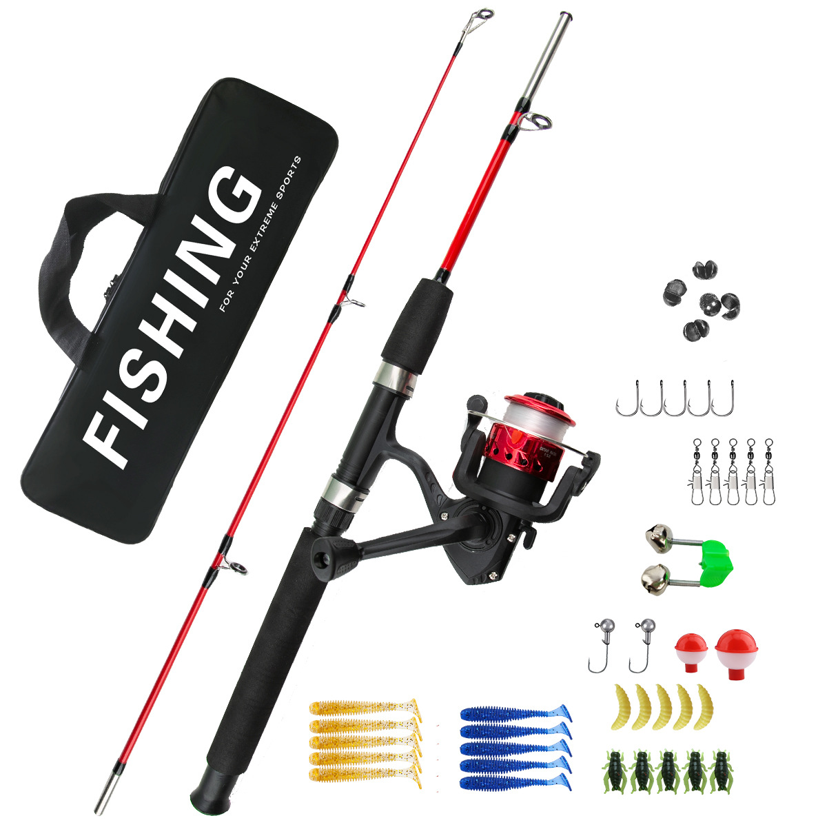 Ice Fishing Line - ชุดคันเบ็ดตกปลาน้ำแข็ง 2 ท่อน สำหรับผู้เริ่มต้น คันเบ็ดตกปลาทะเลแบบสปินนิ่ง สำหรับเหยื่อปลอม