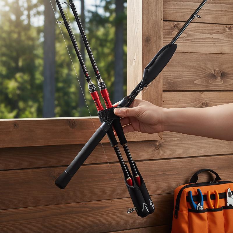 Fishing Line Spooler - สายรัดคันเบ็ดแบบปรับได้พร้อมฝาครอบป้องกัน, สายรัดคันเบ็ดสำหรับตกปลาในทะเลและน้ำจืด, สายสะพายไหล่แบบพกพา