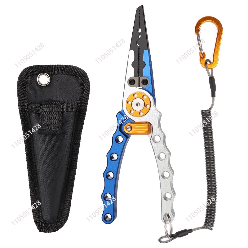 Fishing Line Cutter - คีมตกปลาอะลูมิเนียม, คีมถอดเบ็ดอเนกประสงค์, คีมตัดสาย, คีมตกปลาสำหรับกิจกรรมกลางแจ้งพร้อมสายคล้องป้องกันการสูญหาย
