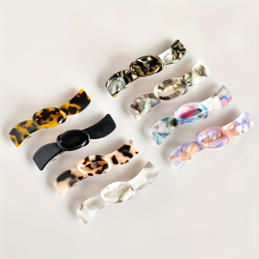 Tippet Line - กิ๊บติดผมอะซิเตทหลากสีรูปโบว์แบบเส้นเดียว สำหรับผู้หญิง 1 ชิ้น ใช้สำหรับผมบางหรือผมครึ่งหัว ใช้เป็นเครื่องประดับผมสไตล์วันหยุด