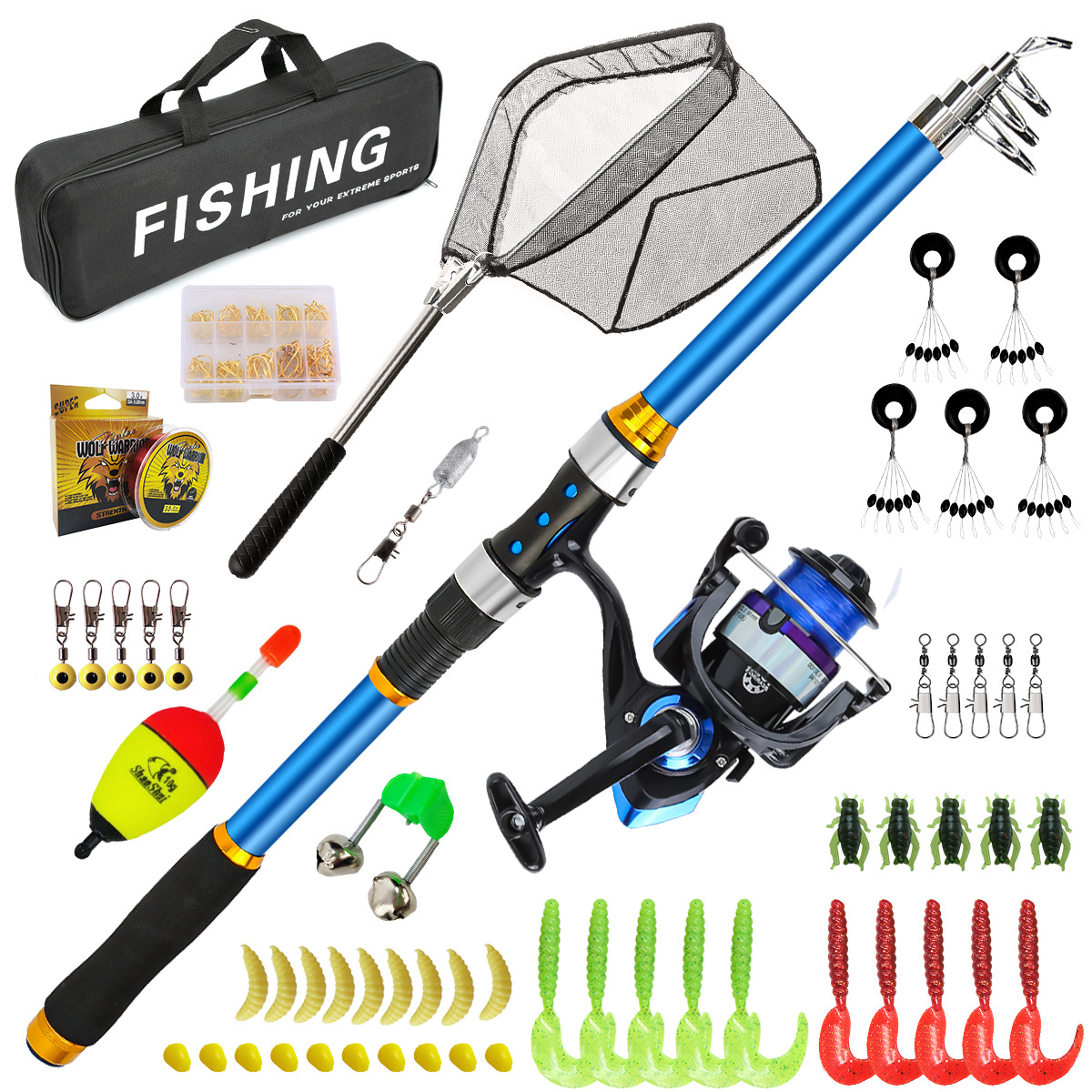Fishing Line Spooler - 2.1-3.6M Telescopic Glass Fiber Fishing Rod