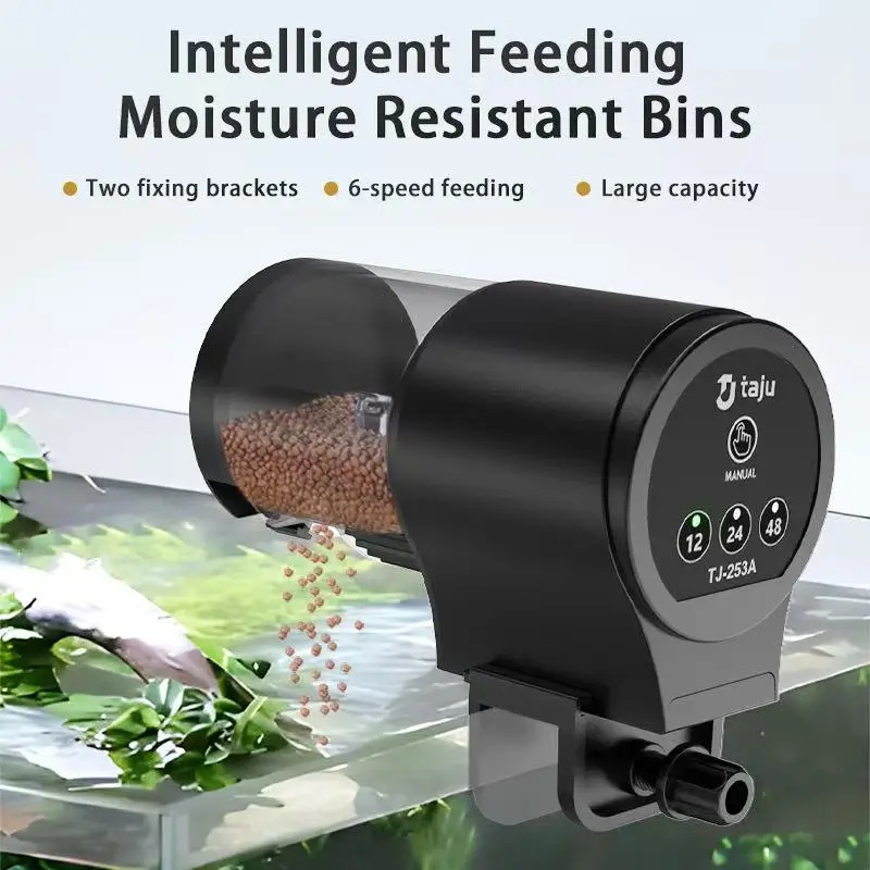 Fishing Line Dispenser - เครื่องให้อาหารปลาอัตโนมัติสำหรับปลา/เต่า เครื่องให้อาหารปลาอัตโนมัติพร้อมตัวตั้งเวลา ความจุ 100 มล. เครื่องให้อาหารปลาอัตโนมัติสำหรับตู้ปลา