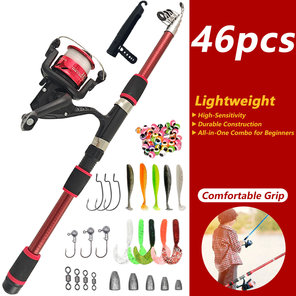 ชุดคันเบ็ดตกปลาแบบยืดหดได้ 46  - Freshwater Line บทวิจารณ์และราคา