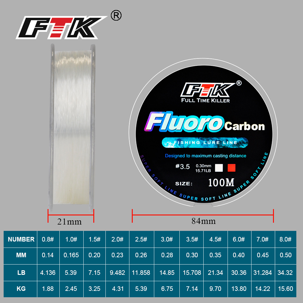 100M Fluorocarbon เคลือบสายตกป - Fluorocarbon Line บทวิจารณ์และราคา