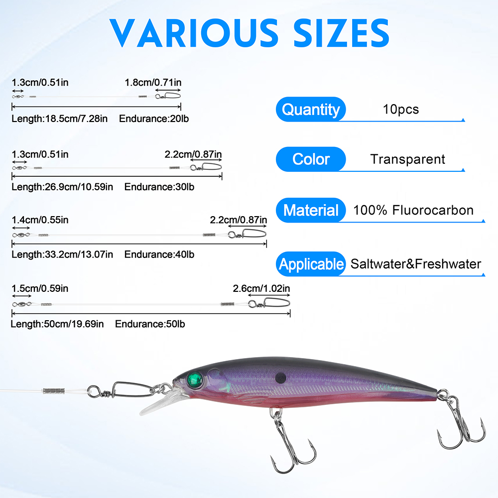 10 ชิ้น Fluorocaron ตกปลาผู้นํ - Fluorocarbon Line บทวิจารณ์และราคา